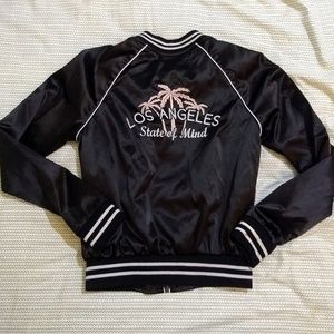 Full Tilt satin black bomber jacket back graphic